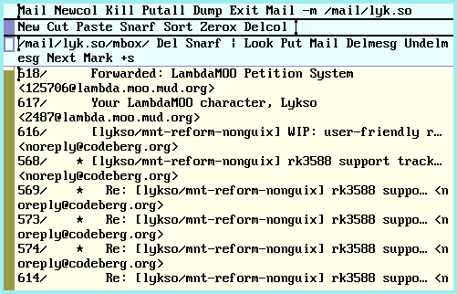 acme displaying a list of email subjects and senders
